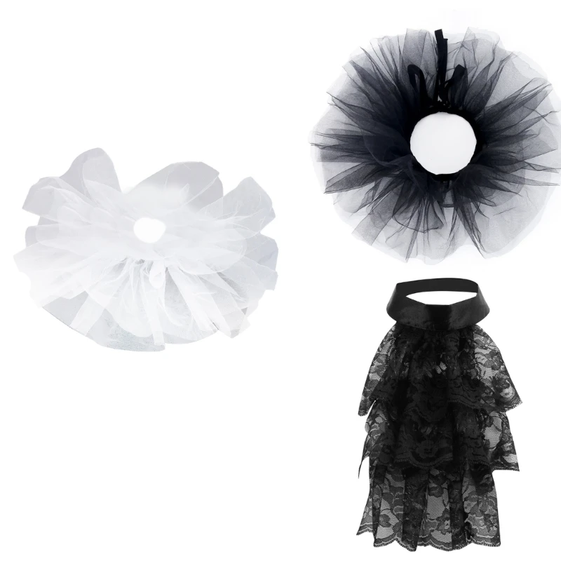 Многофункциональный кружевной воротник с рюшами и тюлевым воротником в