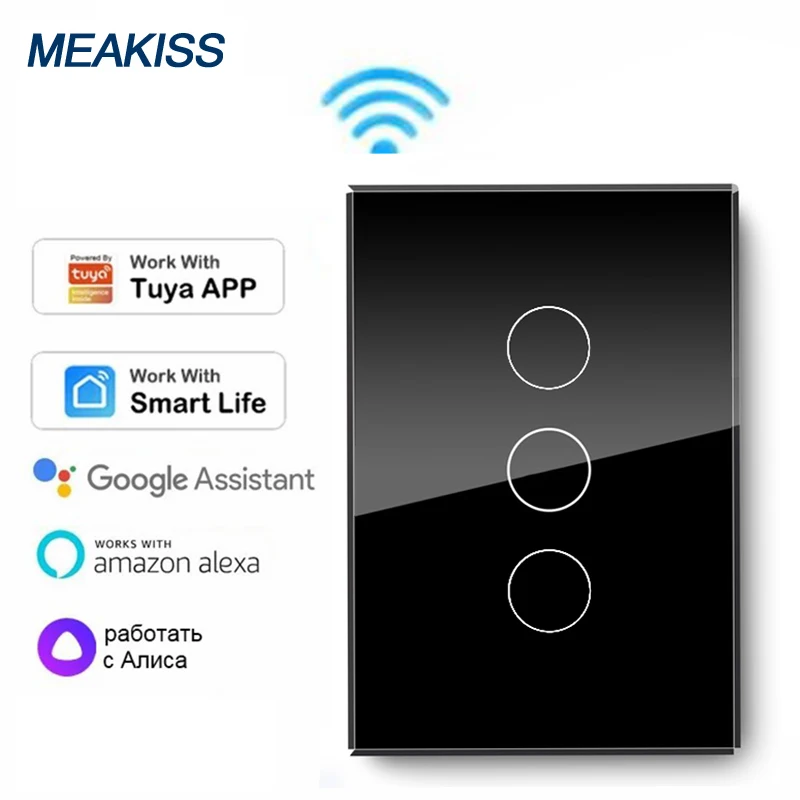 

MEAKISS smart Wifi touch switch Network connection wireless remote Tuya App Alexa Google AC110V 220V Light switches Control