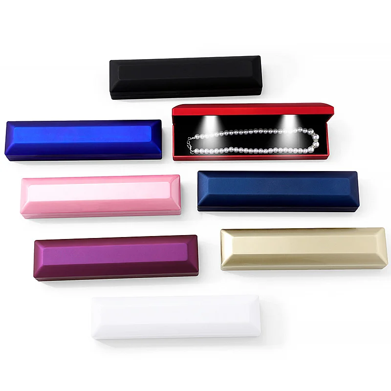 Светодиодная длинная шкатулка для ожерелий. Подарочная коробка ювелирных