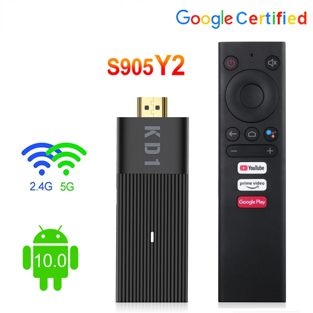 Global Version Mecool KD1 TV Stick Amlogic S905Y2 Android 10 2GB 16GB Support Google Certified Voice 4K Dual Wifi BT4.2 TV Stick