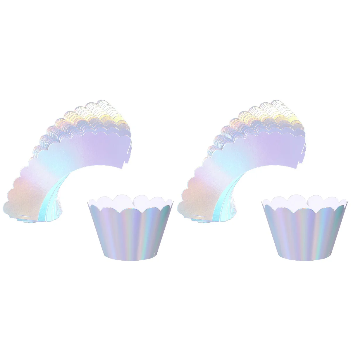 

48 pcs Iridescent Rainbow Cupcake Wrappers Cupcake Liners Muffins Holder Decoration for Baby Shower Birthday Party