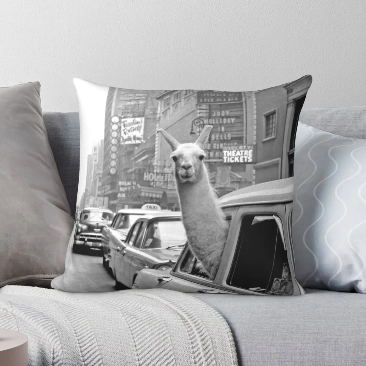 

Квадратная подушка в виде ламы Нью-Йорка, искусственная Полиэстеровая льняная бархатная креативная Декоративная Подушка на молнии, искусственная подушка для дивана