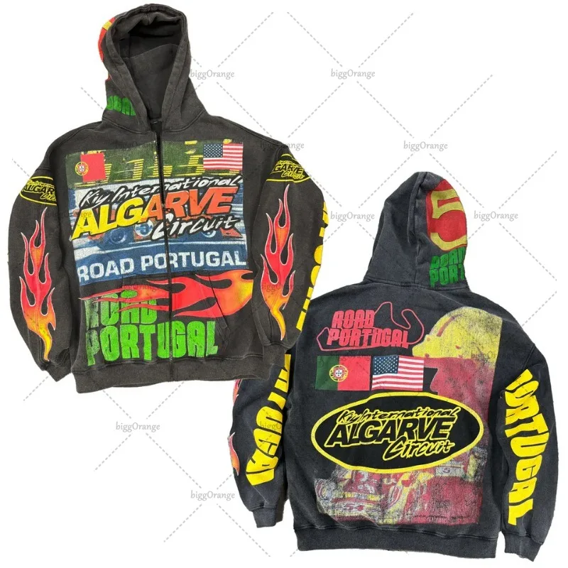 Американский ретро уличный гоночный костюм куртка в стиле хип-хоп панк толстовка