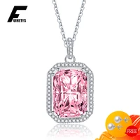 fashion women necklace 925 silver jewelry with zircon gemstone rectangle shape pendant ornament for wedding party gift wholesale