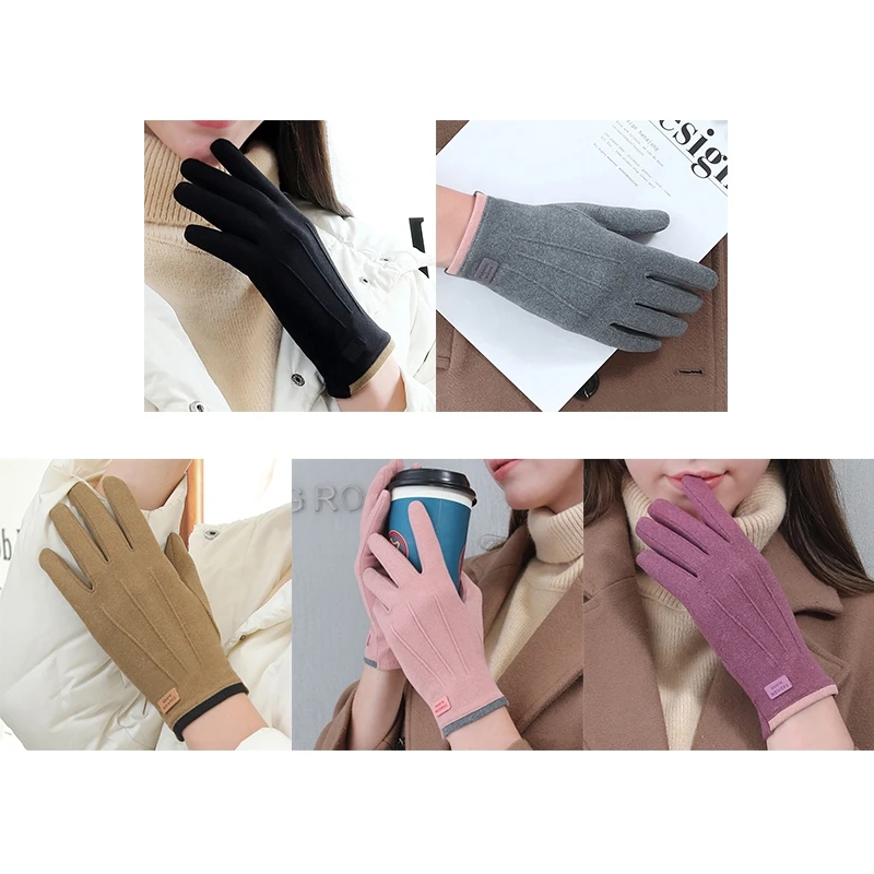 Autumn And Winter Touch Screen Gloves Women's Single Warm Student  De Velvet Gloves Thin Driving Gloves images - 6