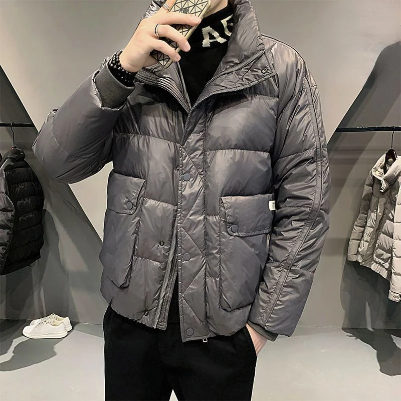 

2022 Winter Stand Collar Bread Coats Men's Warm Parkas Streetwear Cotton Coats Slim Male Jackets Windproof Padded Clothing A01