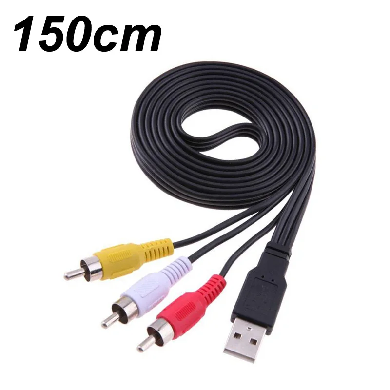 

Переходник с USB «папа» на 3 RCA «мама», 25 см/150 см