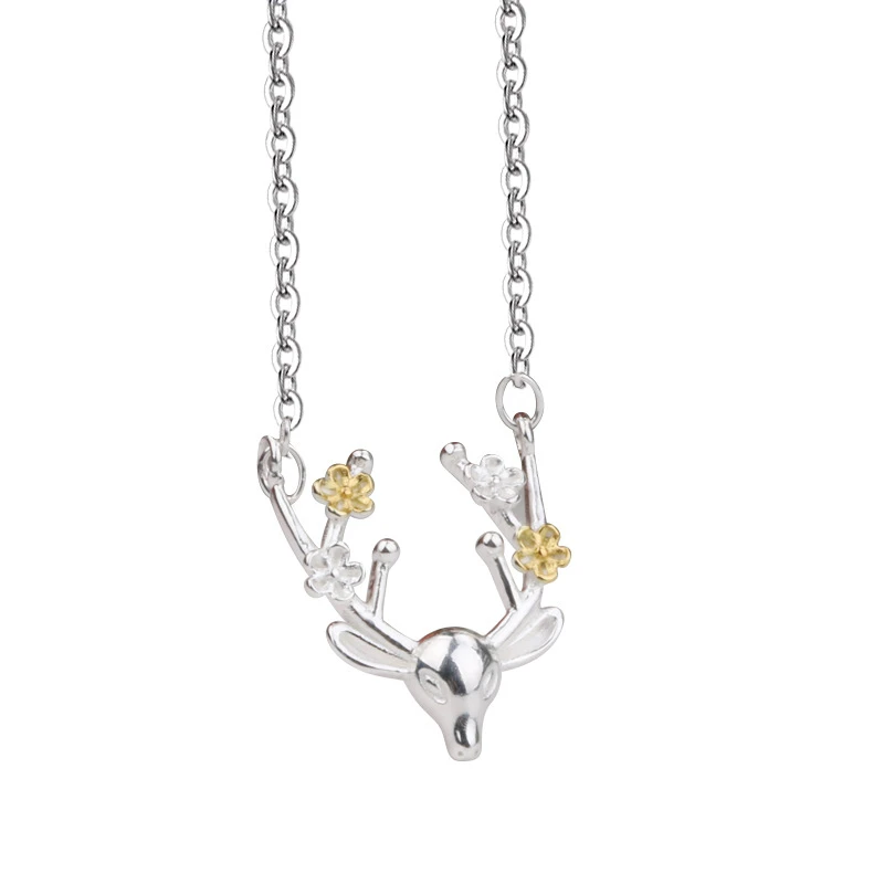 Лидер продаж ожерелье серебряного цвета цветок олень искусственное
