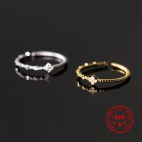 s925 silver fashion single diamond diamond square ring simple small fresh korean version womens twist wreath finger ring gift