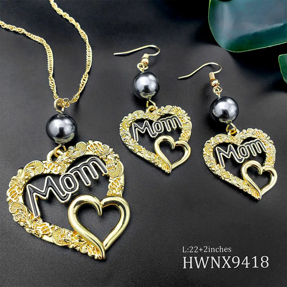 

Новое поступление, подарок на день матери, комплект Гавайских ювелирных изделий, ожерелья с вырезами и эмалированным сердечком и надписью «...