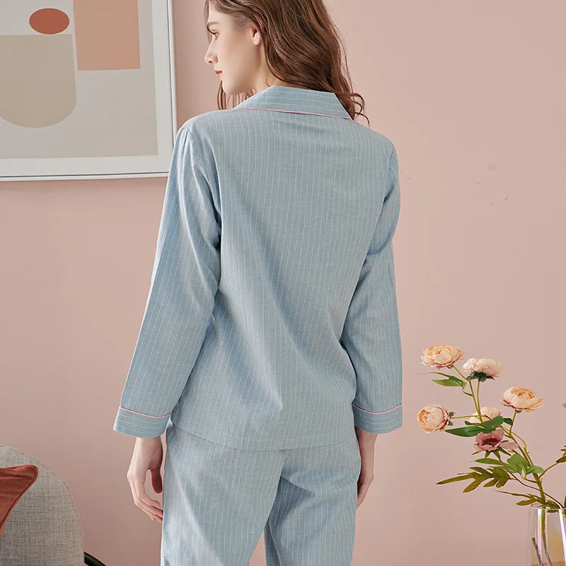 Pajamas Couple Set Sleepwear Pajamas 2pcs Pyjamas Suit Button-Down Pijama Women Men Cotton Sleepwear Nightwear Home Clothes