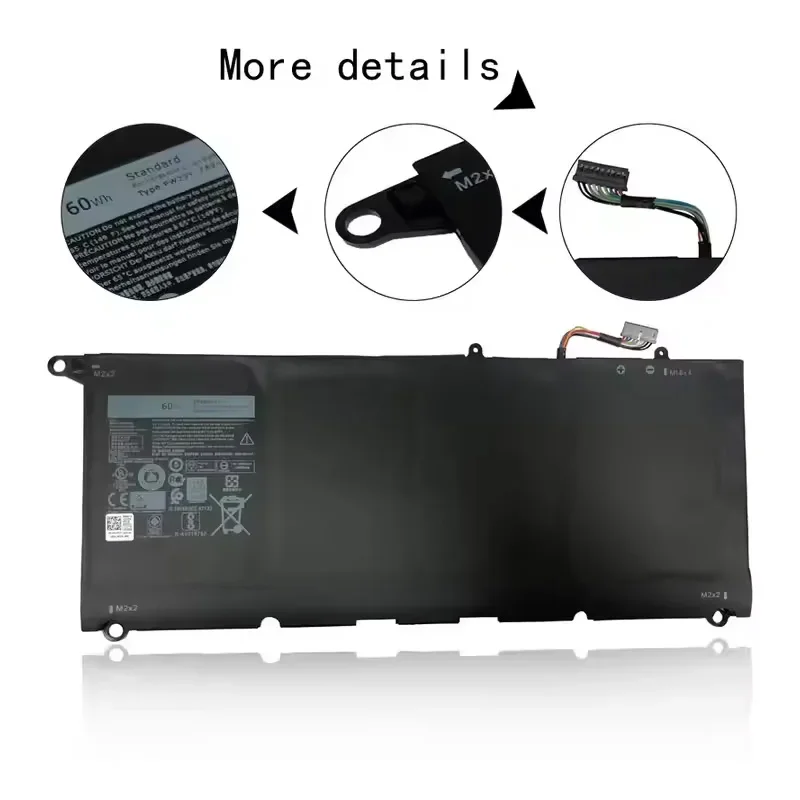 Новый аккумулятор для ноутбука JD25G 90V7W PW23Y 7 6 В 60 Втч Dell Xps 13 9360 0rnp72 0tp1gt новые