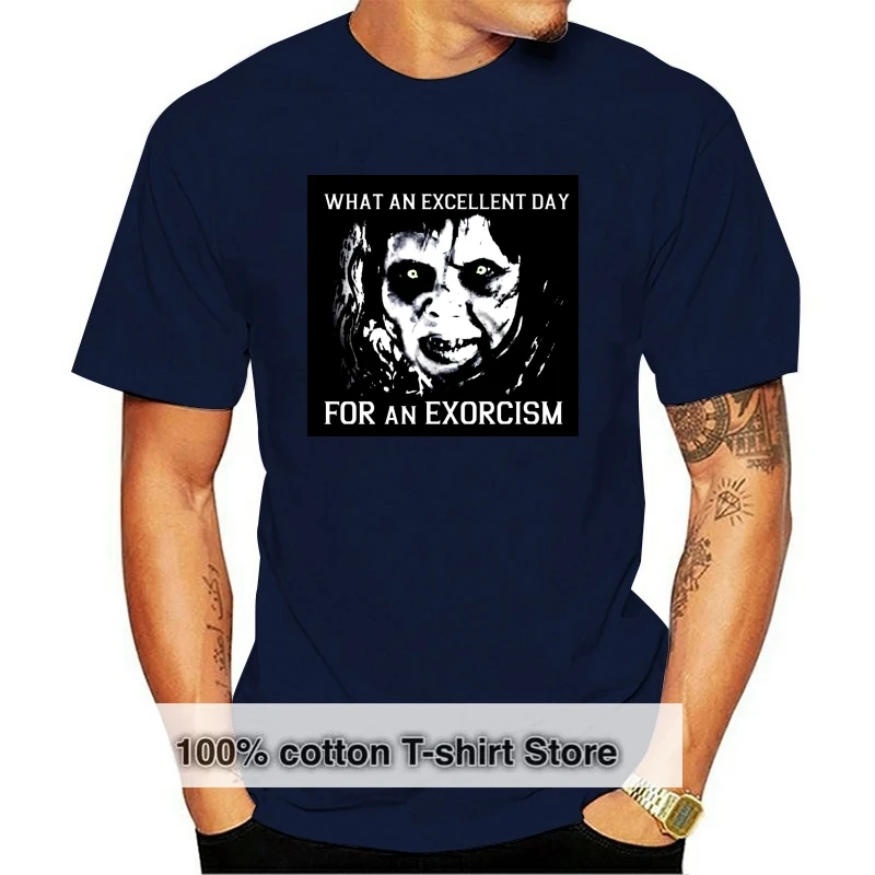 

New Nwt The Exorcist Black T-Shirt An Excellent Day For An Exorcism Retro O Neck Tee Shirt