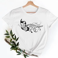 graphic tee ladies fashion casual women clothing summer butterfly music sweet spring short sleeve t shirts female tshirt clothes