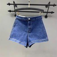 2022 summer new high waist casual jeans shorts hot pants pure blue stretch denim shorts high quality wide leg shorts for women