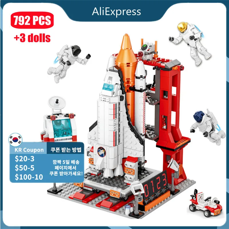 

City Aerospace Rocket Center Launchi Architecture Building Blocks Model Ideas Space Astronaut Figures Bricks STEM Toys For Kids