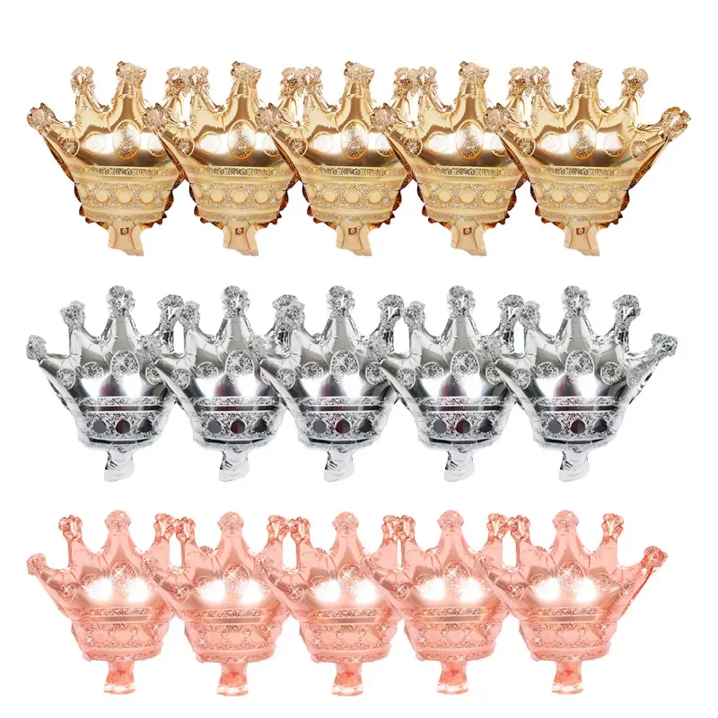 

15pcs Mini Crown Aluminum Foil Balloons 16inch Gold Silver Rose Gold Crown Christmas Wedding Birthday Party Decorations Kids Toy