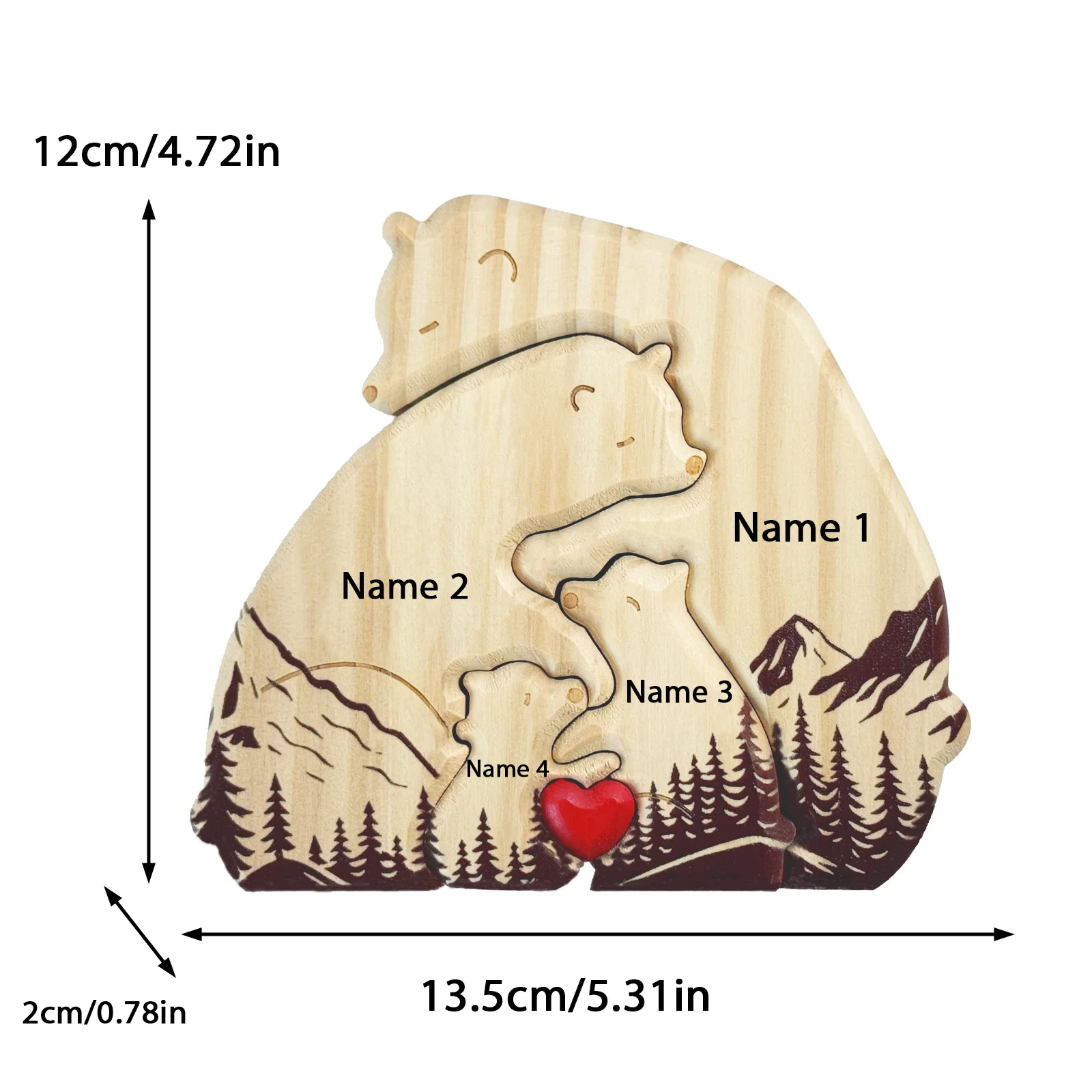 Деревянная семейная головоломка с медведем