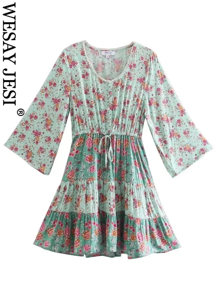 

Модное Повседневное платье TRAF ZA с цветным принтом зебры, платье в стиле ретро с косым плечом, одностороннее женское платье с пышными рукавам...