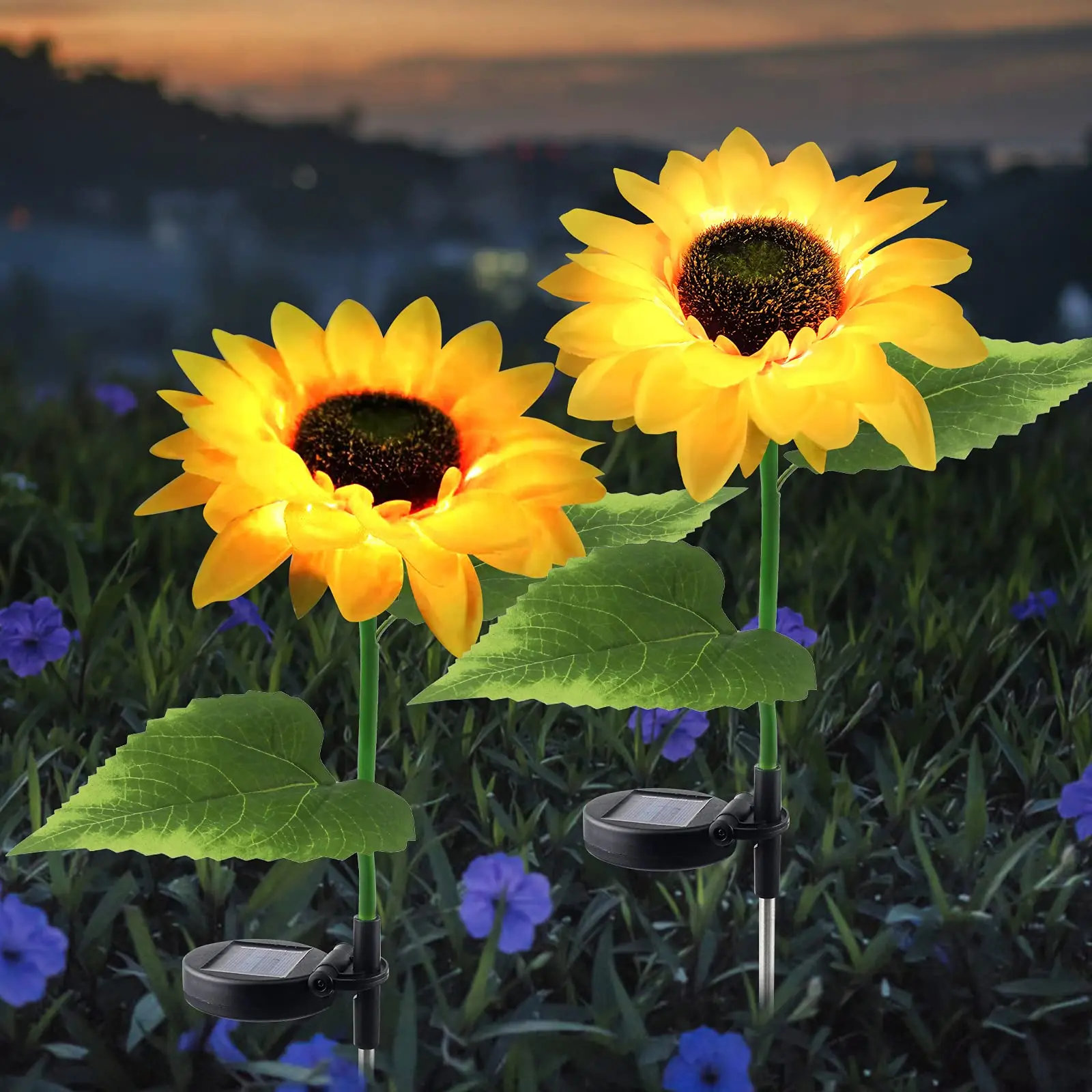 

Светодиодные солнечные светильники Sunflower для дорожек, водонепроницаемые Уличные декоративные садовые стойки для сада, патио, газона, двора