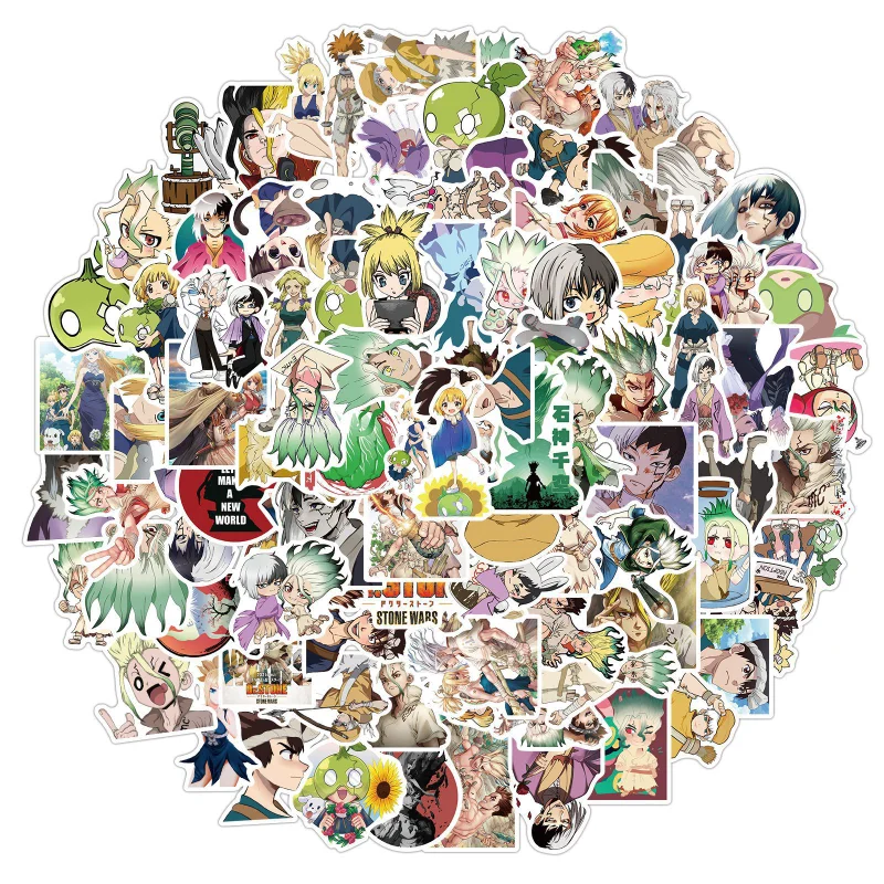 

Cartoon Anime Dr.STONE Stickers Waterproof Car Luggage Laptop Phone Scrapbook DIY Vinyl Decals Graffiti Sticker Toys Gifts