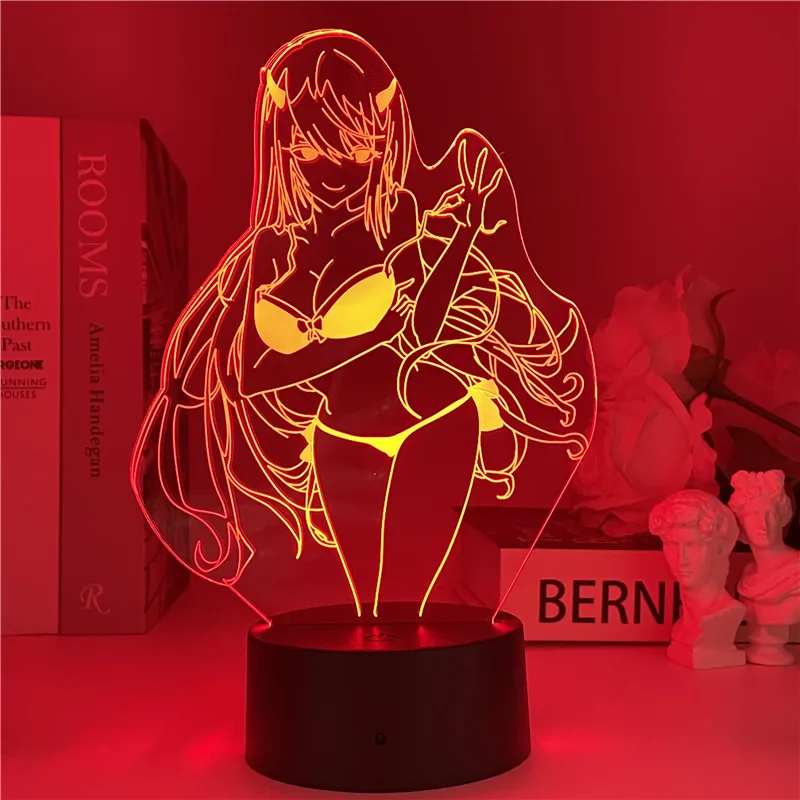 

3d-светодиодная лампа в стиле аниме «любимый в Фране», USB RGB, подарок для друга, украшение для спальни, лампа манга, Zero Two 02, неоновая вывеска для...