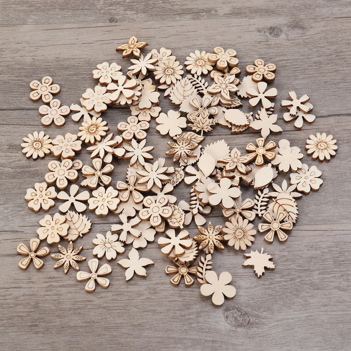 

100PCS 20mm Mixed Flower Leaf Slice Log Slices Flower Leaf Pattern Slice Flower Pattern