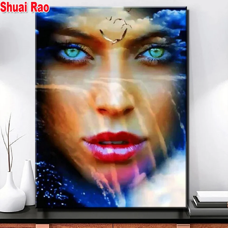 

5D алмазная живопись, красивая женщина, полная круглая Алмазная мозаика, вышивка крестиком, фантазия, портрет, домашний декор