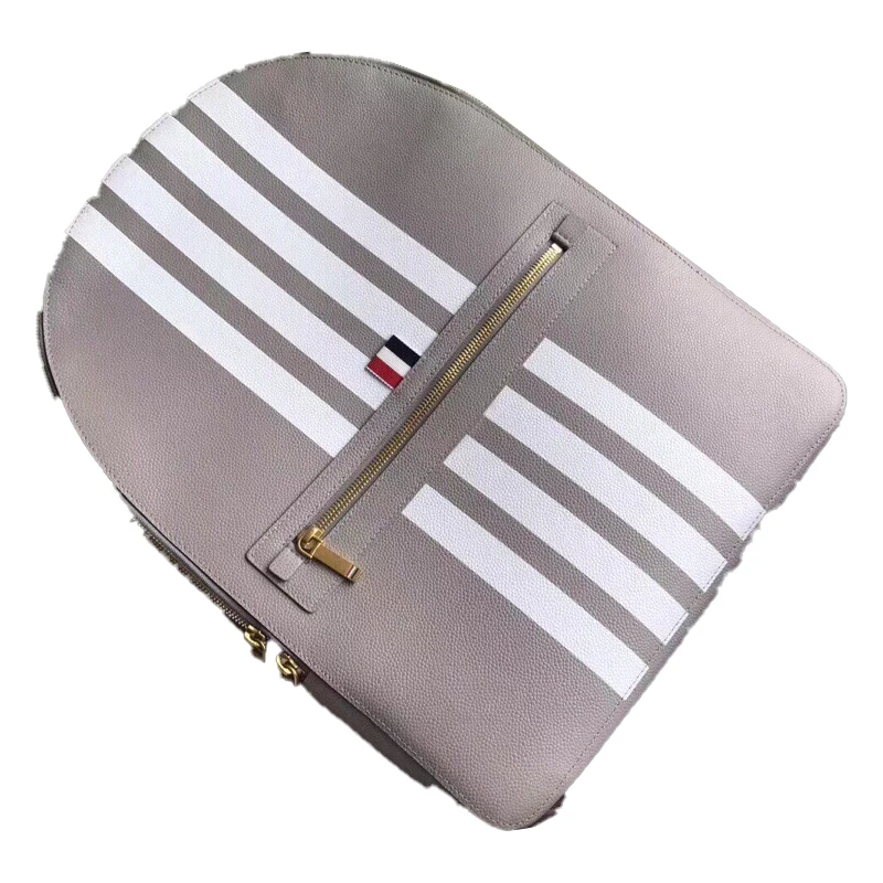 Fashion TB Backpack Luxury Brand England Style White 4-Bar Striped School Bags Leather Waterproof Tourist Computer Backpack