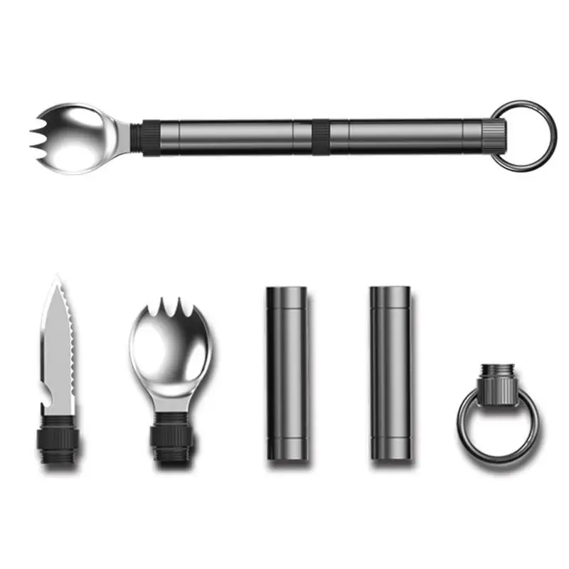 

Folding Portable Stainless Steel Camping Picnic Cutlery Knife Fork Spoon Flatware Tableware Travel Kit Camping Tableware Utensil