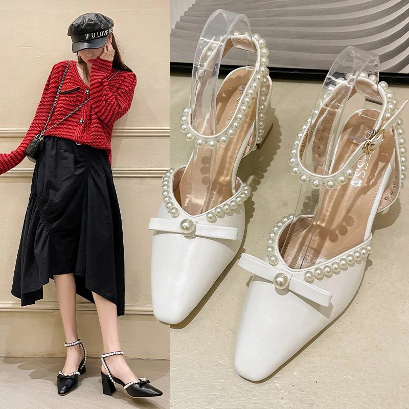 

Shoes 2022 Shallow Mouth Sandals Ladies Beige High Heels Brief Pumps Latest African 12cm Closed Block Summer Straps Sweet Orange