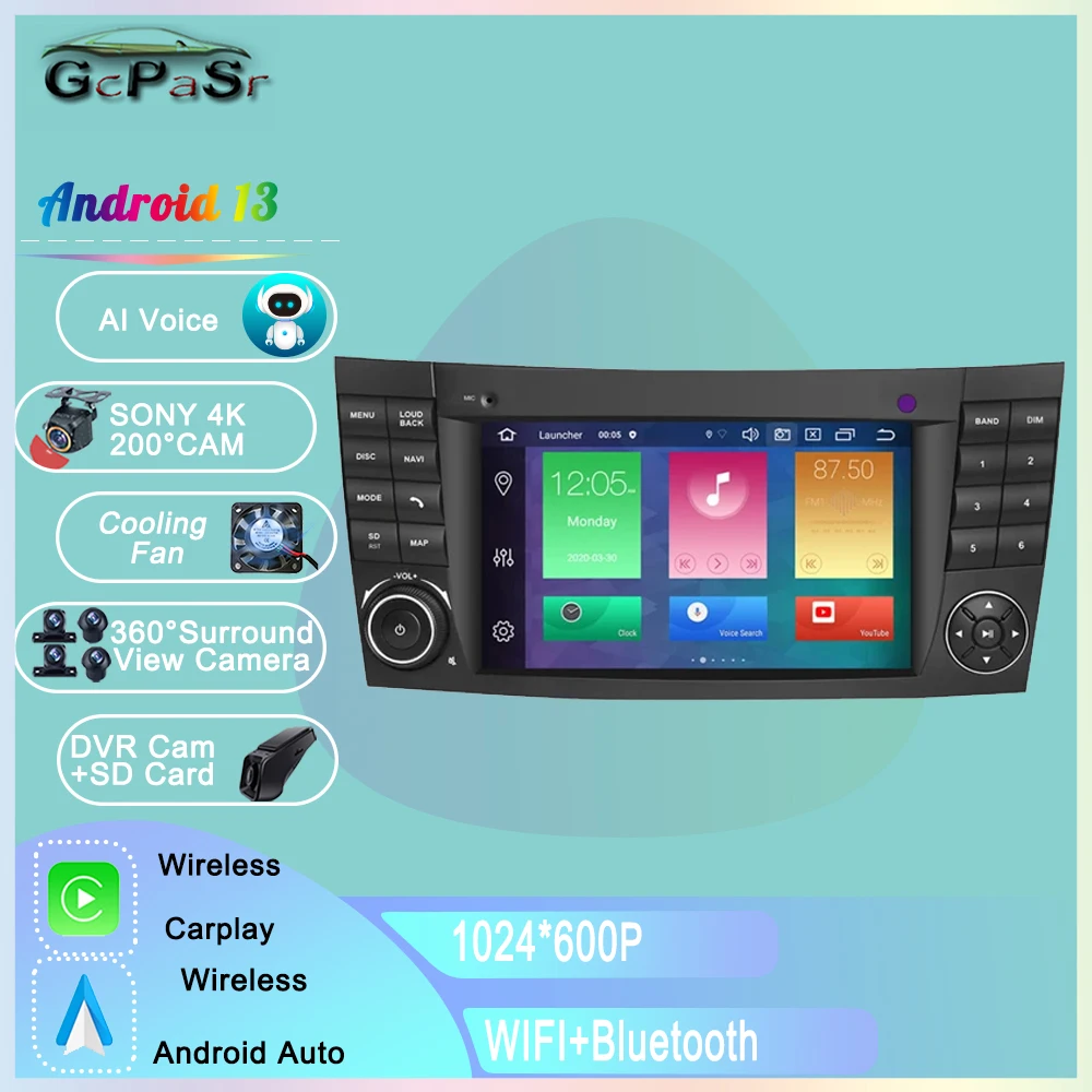 Автомагнитола для Mercedes Benz E-class W211 E200 E220 E300 E350 E240 E280 CLS 2DIN Android Мультимедиа GPS Carplay Widi