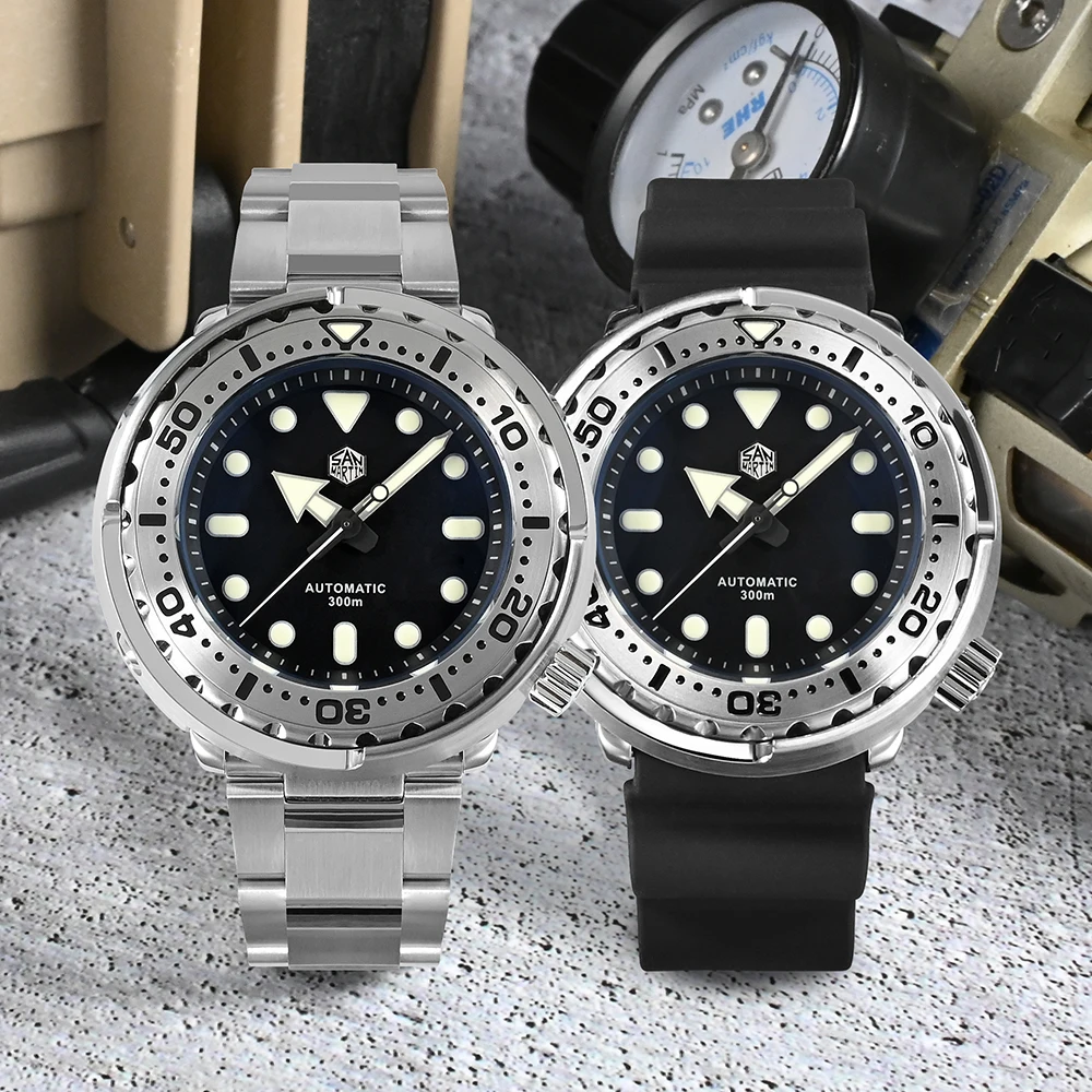 

San Martin Tuna Diver Watch 47mm NH36 Men Watches Automatic Mechanical Sapphire Glass 30 Bar Fluorine Rubber Strap Luminous часы