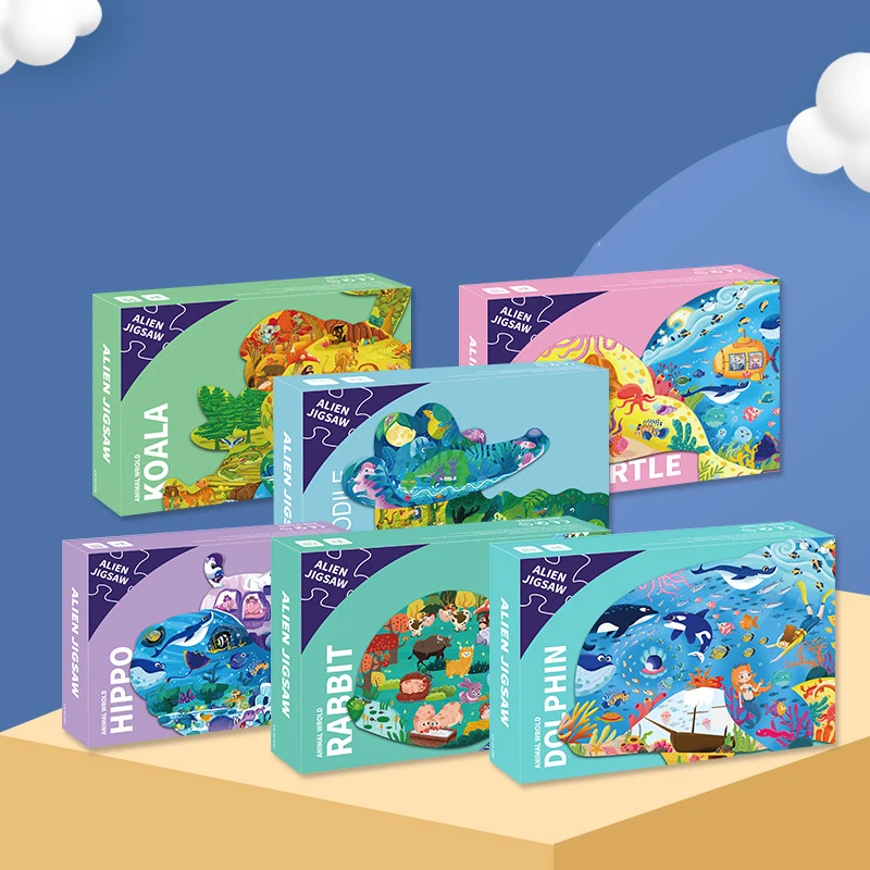 

12 Design Animal Puzzles for Kids Large Piece Kindergarten Enlightenment Toy Montessori Paper Jigsaw Gift Wholesale Hobbies