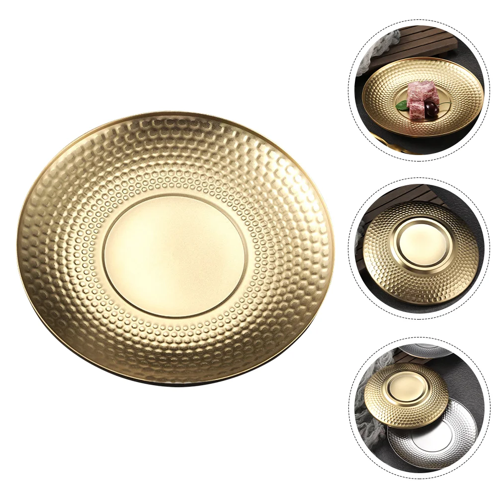 

Home Round Metal Kitchen Food Serving Plates Household Fruit Plates Reusable Food Plates Kitchen Tableware