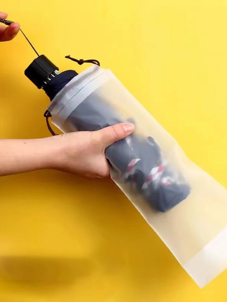 

5pcs Matte Translucent Plastic Bag Umbrella Storage Bag Reusable Portable Umbrella Drawstring Storage Cover Home Storage