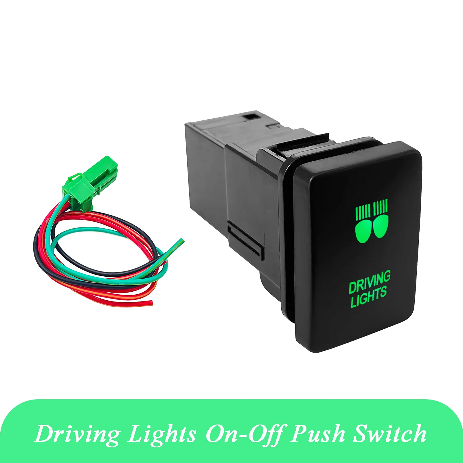 Push Switch DRIVING LIGHTS for Toyota Prado150 200 Series Cruiser 2015 Hilux GUN HiAce RAV4 12V 3A OEM Replacement ON OFF Green