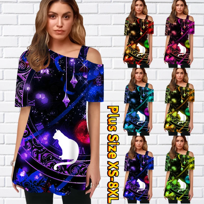 

Женская футболка с коротким рукавом и диагональным вырезом, свободного покроя