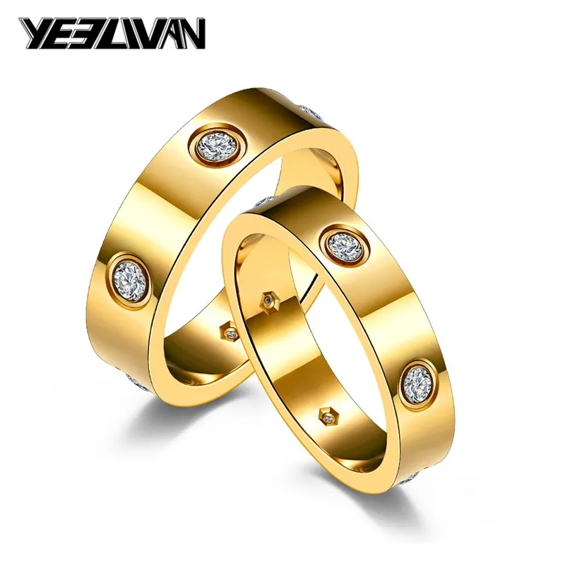 

Fashion Wedding Rings Man Titanium Steel High-quality Crystal Jewelry Laser Name LOVE Couple Rings for Women Men Best Gifts 2022