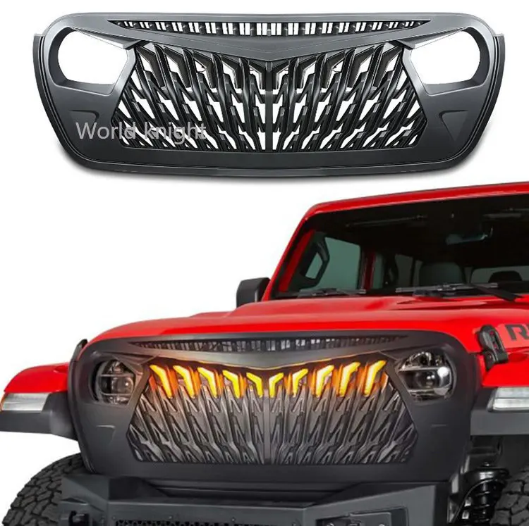 

Car Front Grille Off Road 4x4 Racing Hawlk Wings Grills With Light For Jeep Wrangler JL Gladiator JT 2018 2019 2020 2021 2022