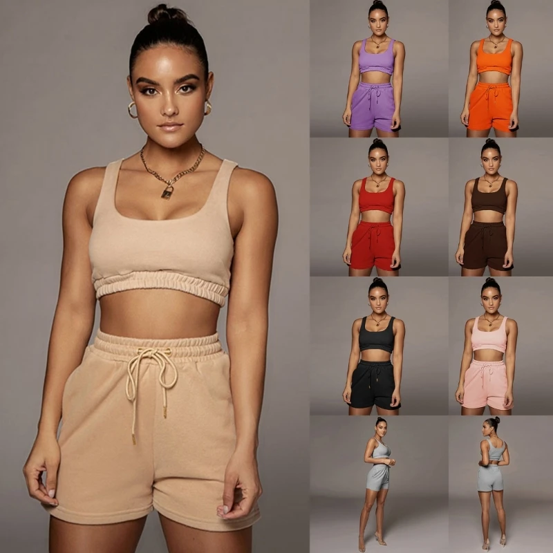 

Leisure Sports Suit Women Summer Sexy Crop Vest Top Short Cool Short Pant Kit