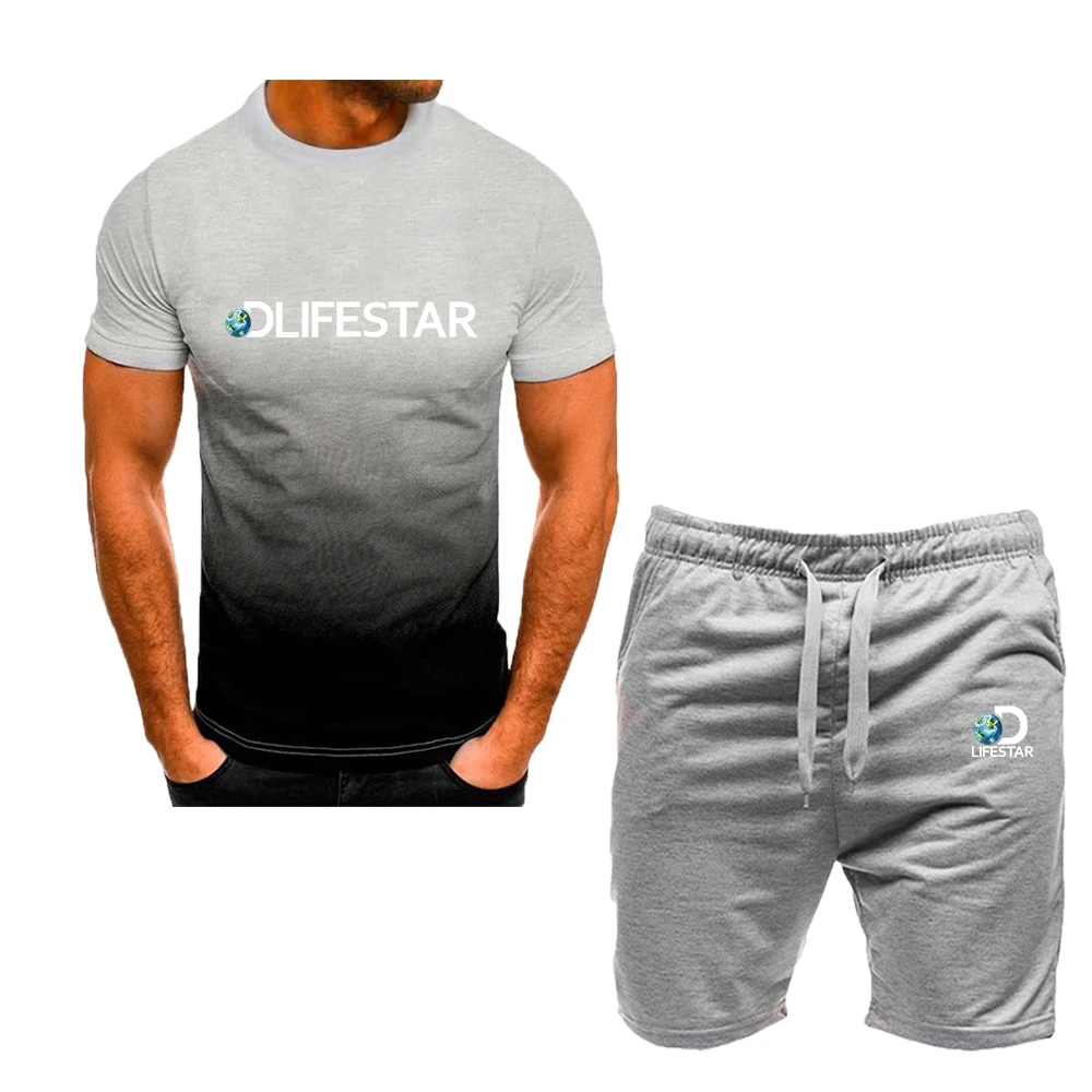 LIFESTAR Tracksuit Set 2023 Summer Sportswear Short-Sleeved T-Shirt+Sportswear Suit Men's Street Sportswear Men's 2-Piece Suit