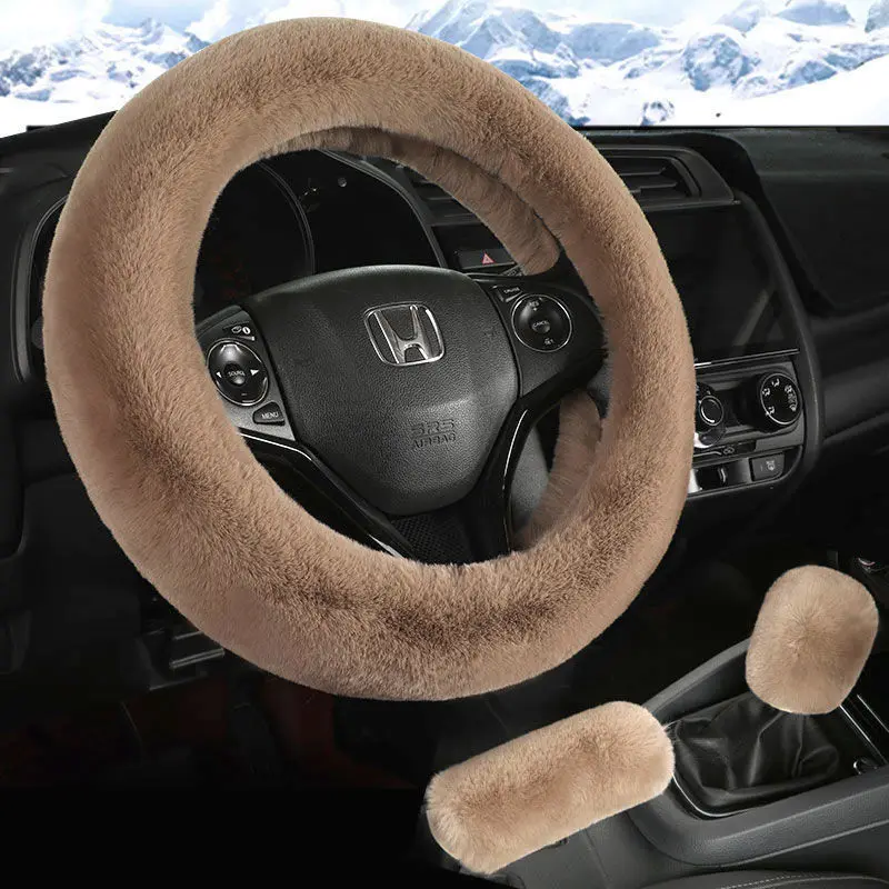 

[Winter Is Not Cold and Plush] Car Plush Steering Wheel Cover Car Winter Handle Cover for Women To Keep Warm and Non-slip
