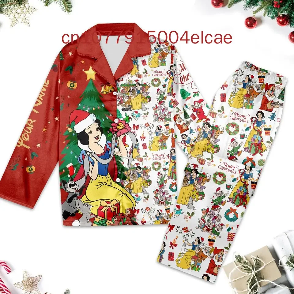 Рождественский пижамный комплект Белоснежки с длинными рукавами мужские и