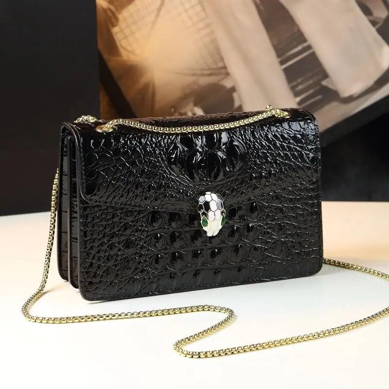 Crocodile Genuine Leather Shoulder Bag Luxury Chain Strap Crossbody Bags For Women Fashion Handbags Female Flap Messenger Bags