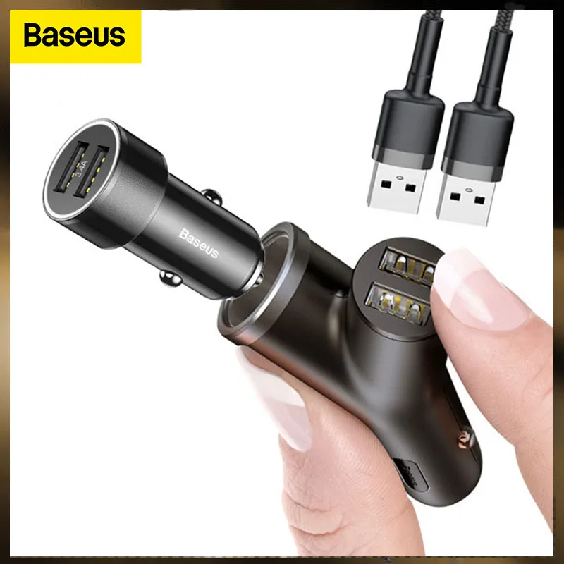 

Baseus 40W Car Charger 3.4A Dual USB 3 in 1 Quick Charge Mobile Phone 12V-24V Car Cigarette Adapter in Car For Samsung For iP