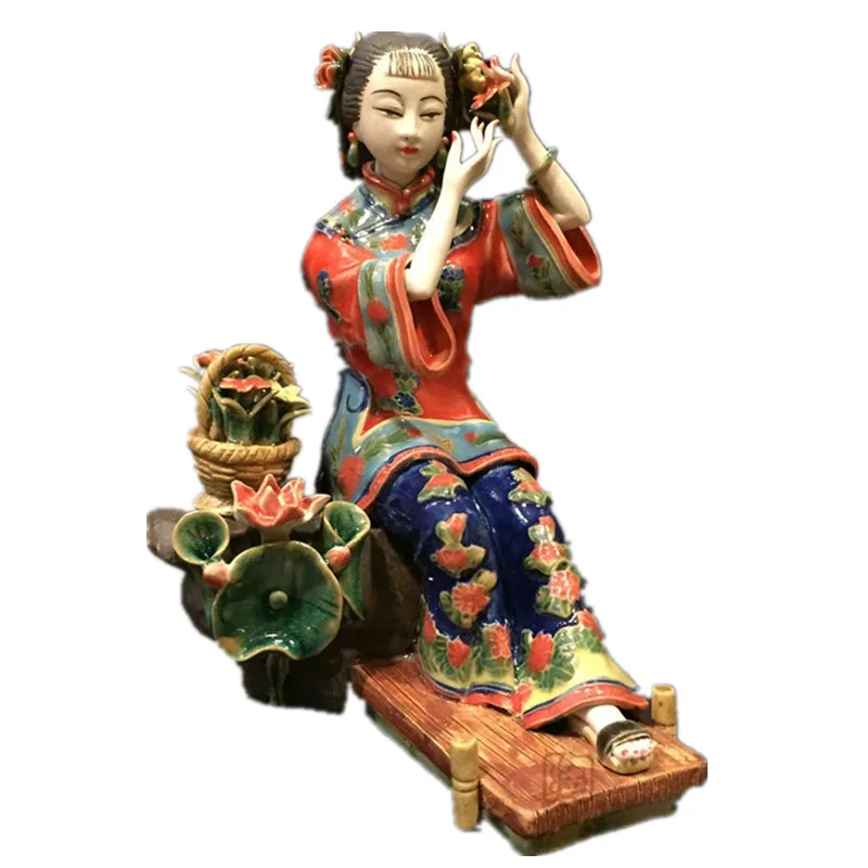 

Ceramic Classical Painted Art Female Figure Statue Decor Antique Chinese Angels Lady Porcelain Figurines Home Decorations R4147