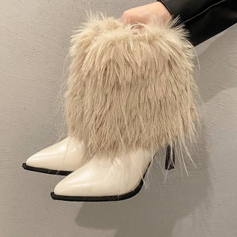 Женские сапоги австралийские пикантные до бедра на высоком каблуке женские