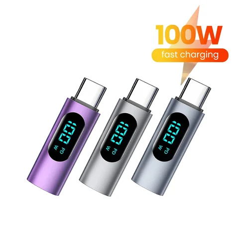 Адаптер PD100W для быстрой зарядки Type C OTG, адаптер с цифровым дисплеем типа C «папа» на Type-C «мама», коннектор для сотовых телефонов, ноутбуков, Macbook