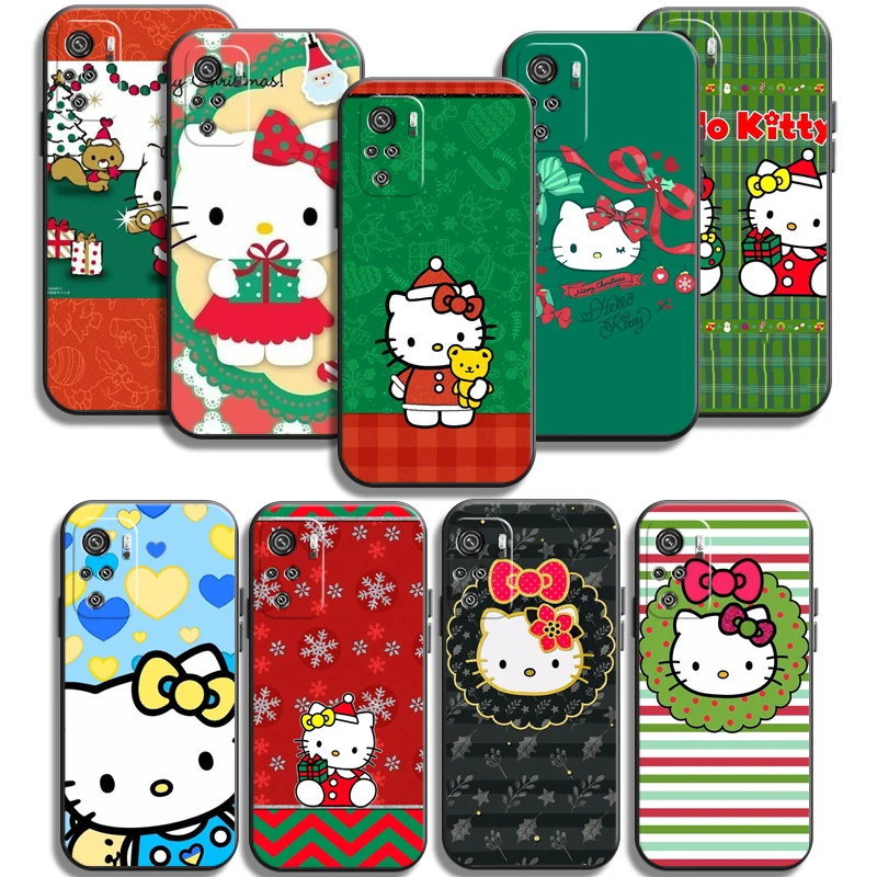 

Christmas Hello Kitty Phone Cases For Xiaomi Redmi Note 10 10 Pro 10S 10 5G Funda Soft TPU Coque Carcasa